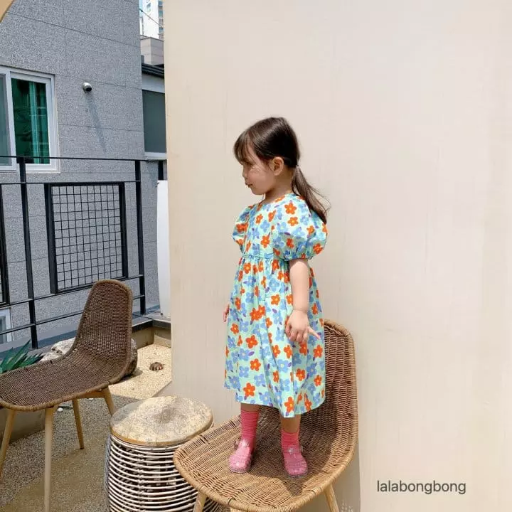 Lalabongbong - Korean Children Fashion - #designkidswear - Square Flower One-piece - 4