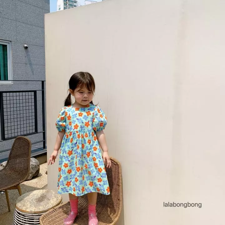 Lalabongbong - Korean Children Fashion - #fashionkids - Square Flower One-piece - 5