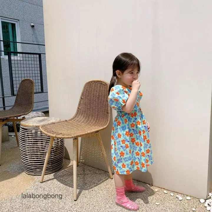 Lalabongbong - Korean Children Fashion - #kidsshorts - Square Flower One-piece - 6