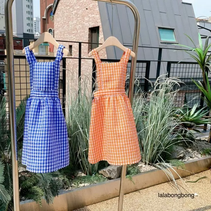 Lalabongbong - Korean Children Fashion - #kidsshorts - Check Dungarees One-piece