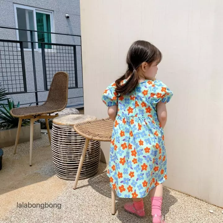 Lalabongbong - Korean Children Fashion - #kidsstore - Square Flower One-piece - 7