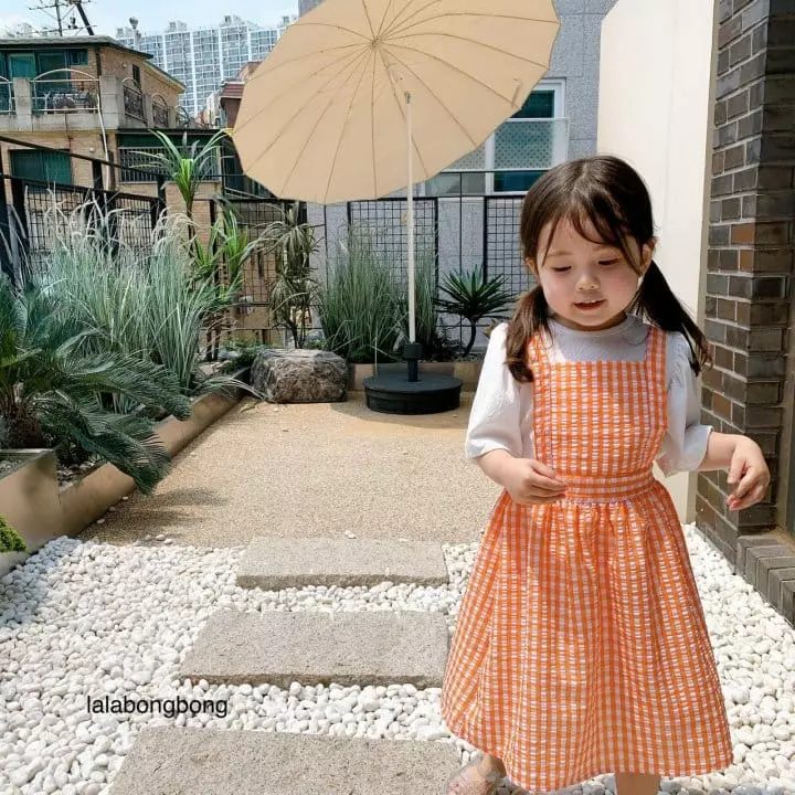 Lalabongbong - Korean Children Fashion - #kidsstore - Check Dungarees One-piece - 2