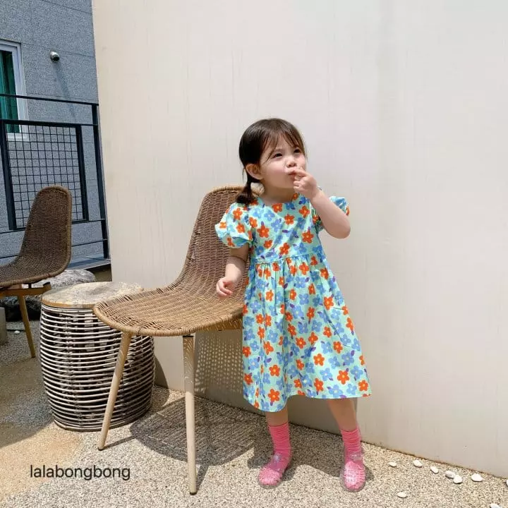 Lalabongbong - Korean Children Fashion - #kidzfashiontrend - Square Flower One-piece - 8