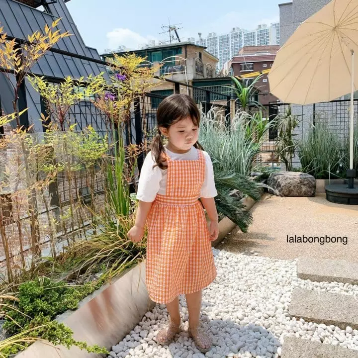 Lalabongbong - Korean Children Fashion - #kidzfashiontrend - Check Dungarees One-piece - 3