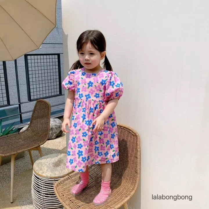 Lalabongbong - Korean Children Fashion - #littlefashionista - Square Flower One-piece - 10