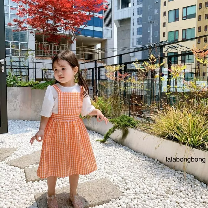 Lalabongbong - Korean Children Fashion - #littlefashionista - Check Dungarees One-piece - 5