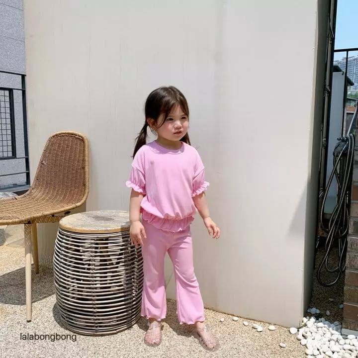 Lalabongbong - Korean Children Fashion - #littlefashionista - Cotton Candy Top Bottom Set - 3