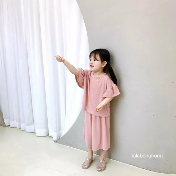Lalabongbong - Korean Children Fashion - #littlefashionista - Shirring Capri Top Bottom Set - 2