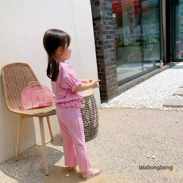 Lalabongbong - Korean Children Fashion - #littlefashionista - Cotton Candy Top Bottom Set - 4