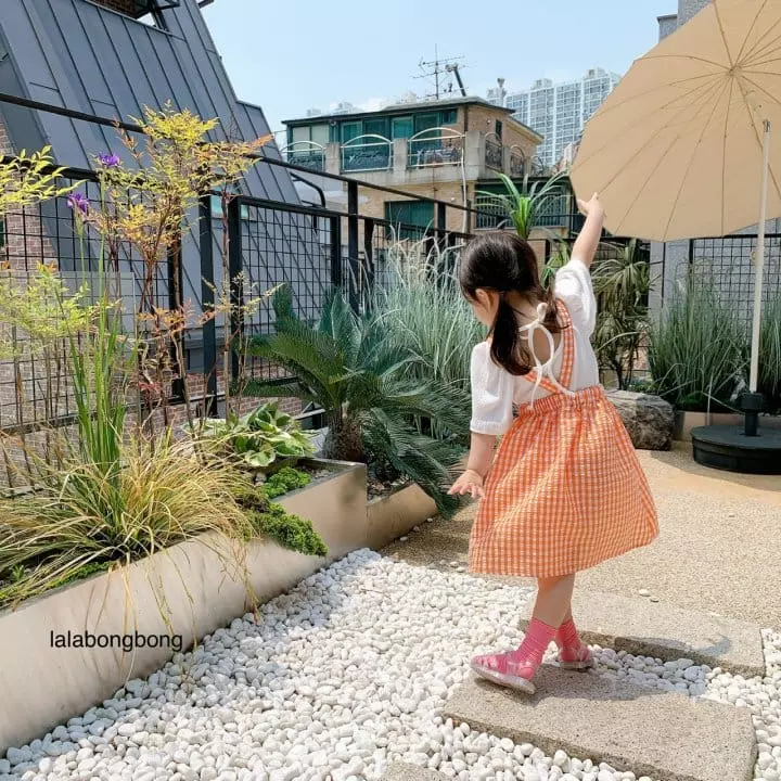 Lalabongbong - Korean Children Fashion - #prettylittlegirls - Check Dungarees One-piece - 8