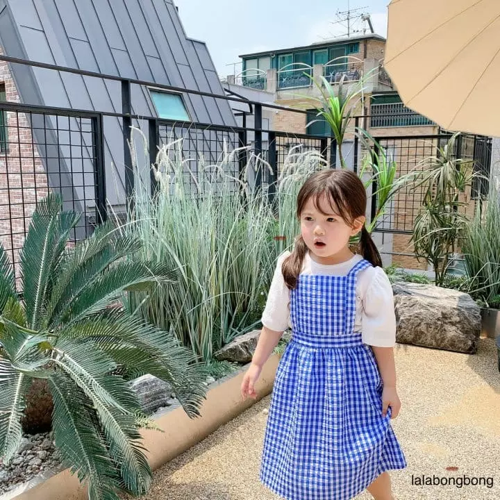 Lalabongbong - Korean Children Fashion - #todddlerfashion - Check Dungarees One-piece - 9
