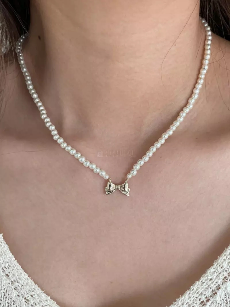 Lapin - Korean Women Fashion - #womensfashion - Mini Ribbon Necklace - 4