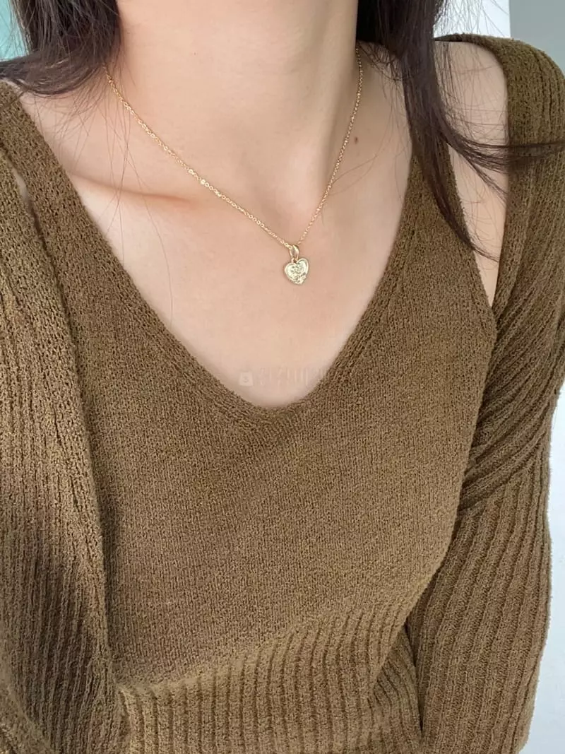 Lapin - Korean Women Fashion - #momslook - Rose HEart Necklace - 3