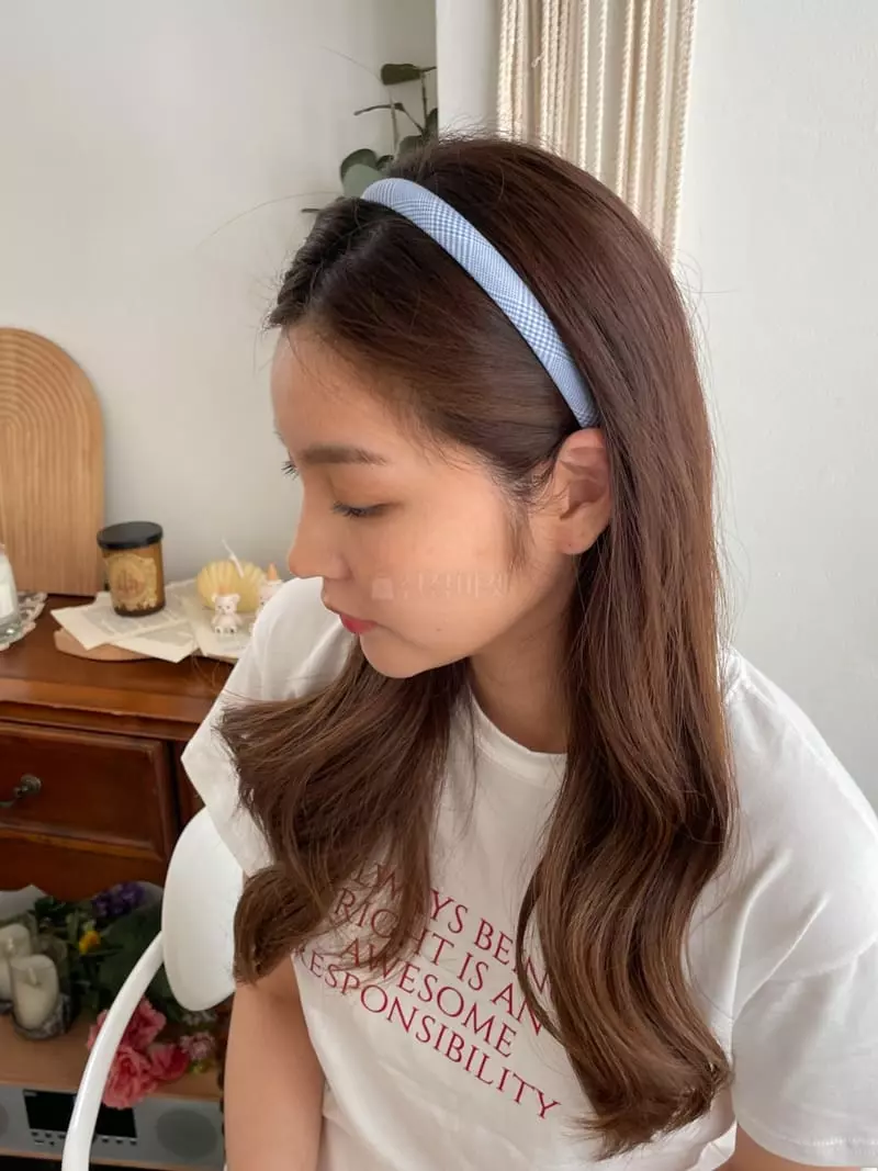 Lapin - Korean Women Fashion - #thatsdarling - Small Check Slim Hairband - 4