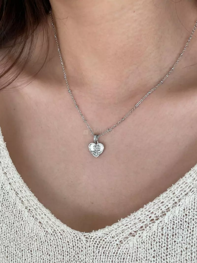 Lapin - Korean Women Fashion - #womensfashion - Rose HEart Necklace - 2