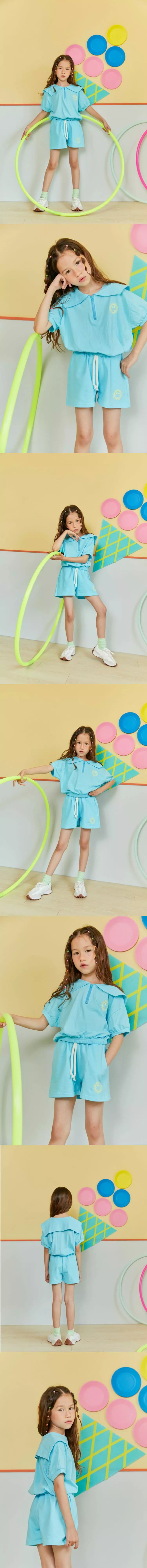 Lilas - Korean Children Fashion - #kidsshorts - Admiration Collar Top Bottom Set - 2