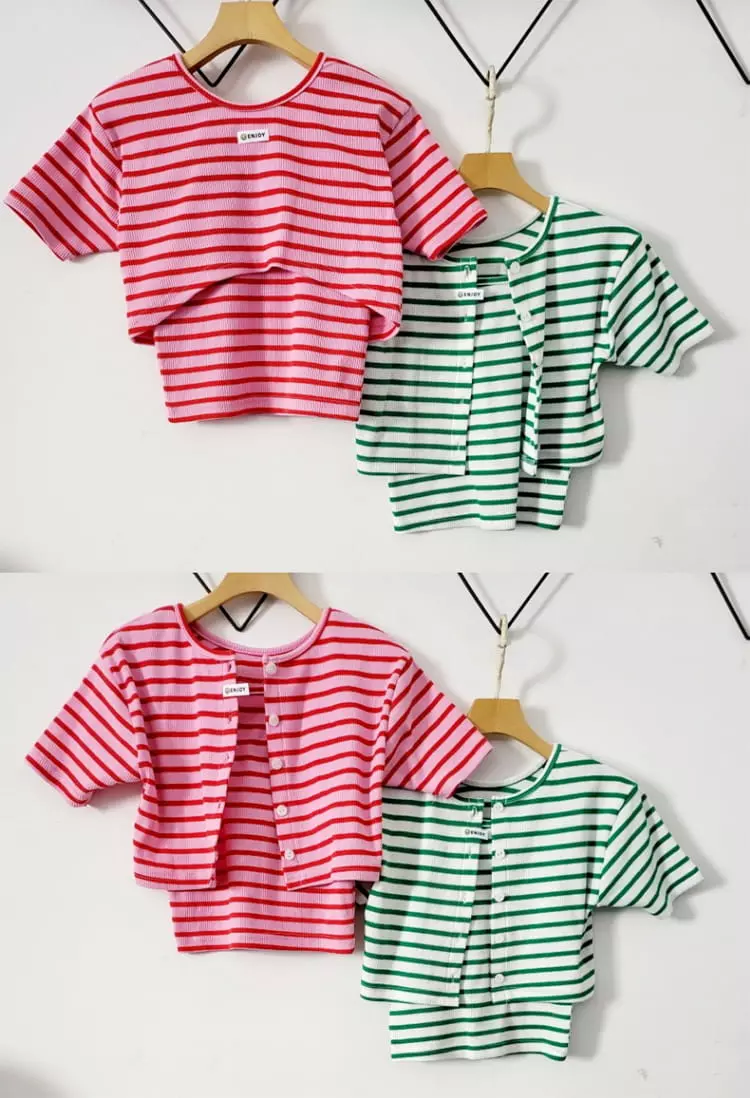 Lilas - Korean Children Fashion - #kidsshorts - Heart Breaker Cardigan Set - 4