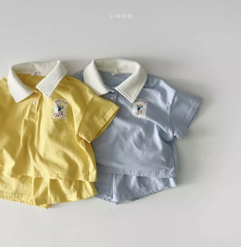 Lindo - Korean Children Fashion - #childofig - Open Collar Summer Top Bottom Set - 3