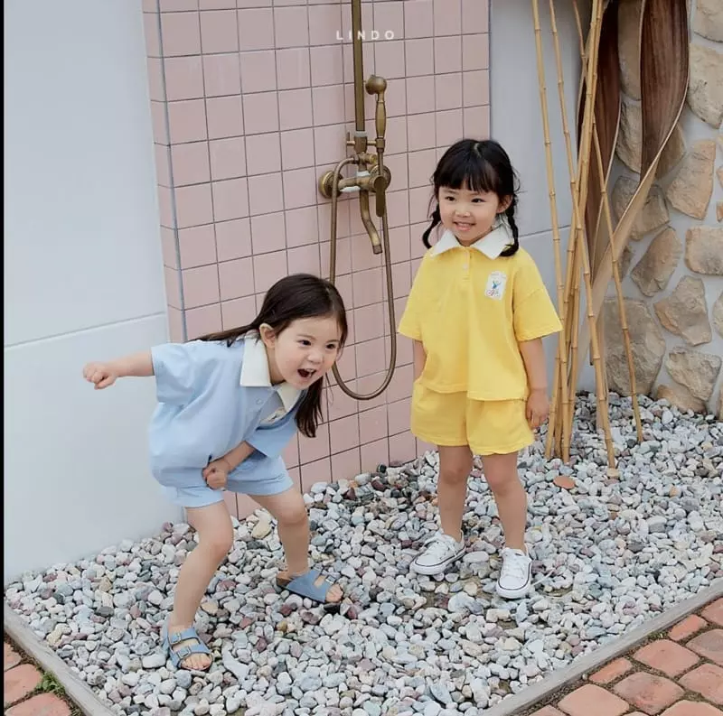 Lindo - Korean Children Fashion - #designkidswear - Open Collar Summer Top Bottom Set - 5