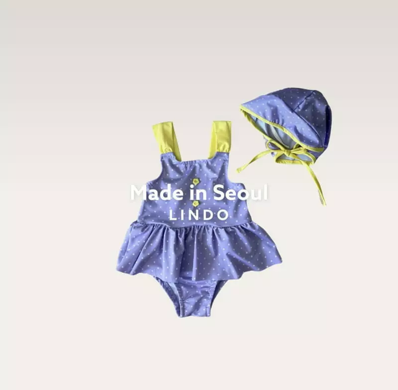 Lindo - Korean Children Fashion - #childrensboutique - Flower Chu Swimwear with Hat - 4