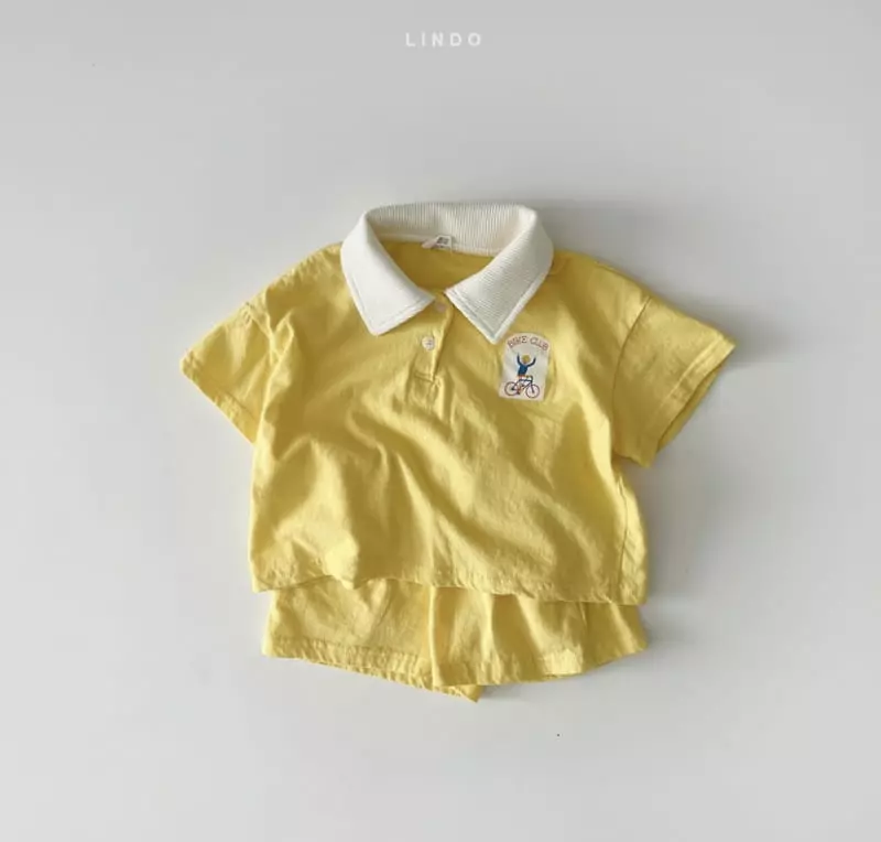 Lindo - Korean Children Fashion - #stylishchildhood - Open Collar Summer Top Bottom Set - 2