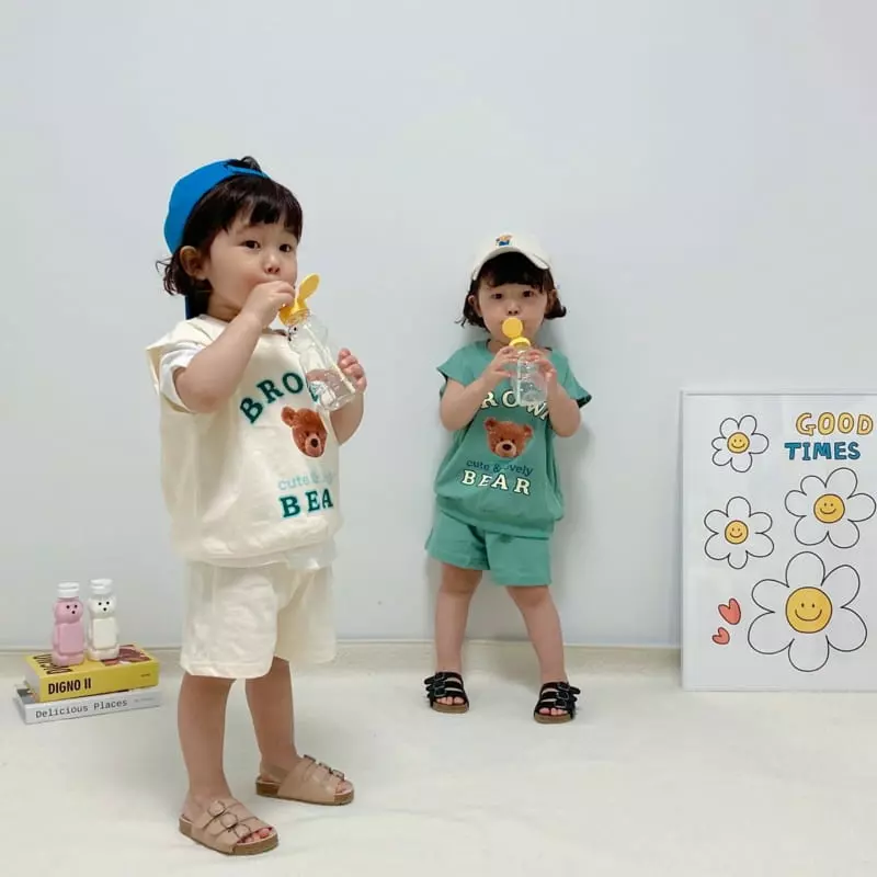Little Rabbit - Korean Children Fashion - #childofig - Bear Top Bottom Set - 6