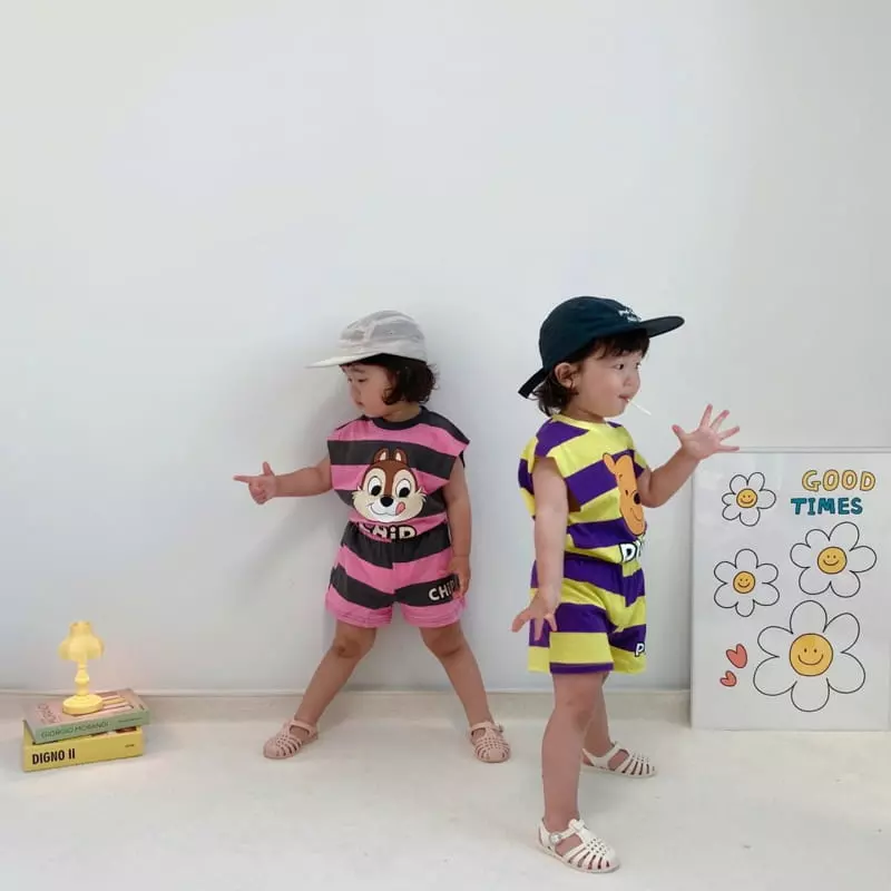 Little Rabbit - Korean Children Fashion - #childrensboutique - Big Stripes Top Bottom Set - 8