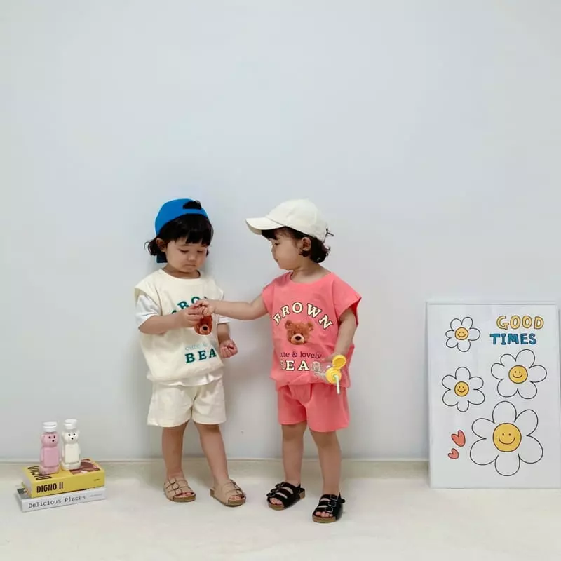 Little Rabbit - Korean Children Fashion - #childrensboutique - Bear Top Bottom Set - 8