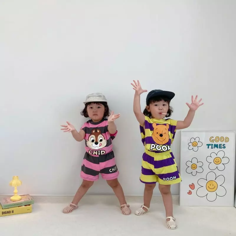 Little Rabbit - Korean Children Fashion - #designkidswear - Big Stripes Top Bottom Set - 9
