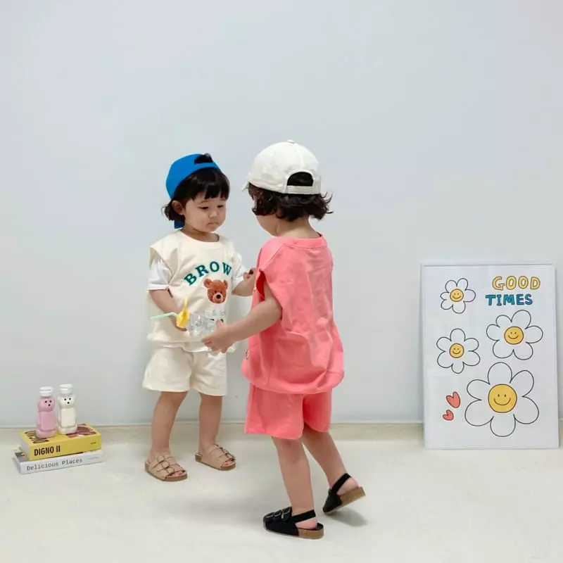 Little Rabbit - Korean Children Fashion - #designkidswear - Bear Top Bottom Set - 9
