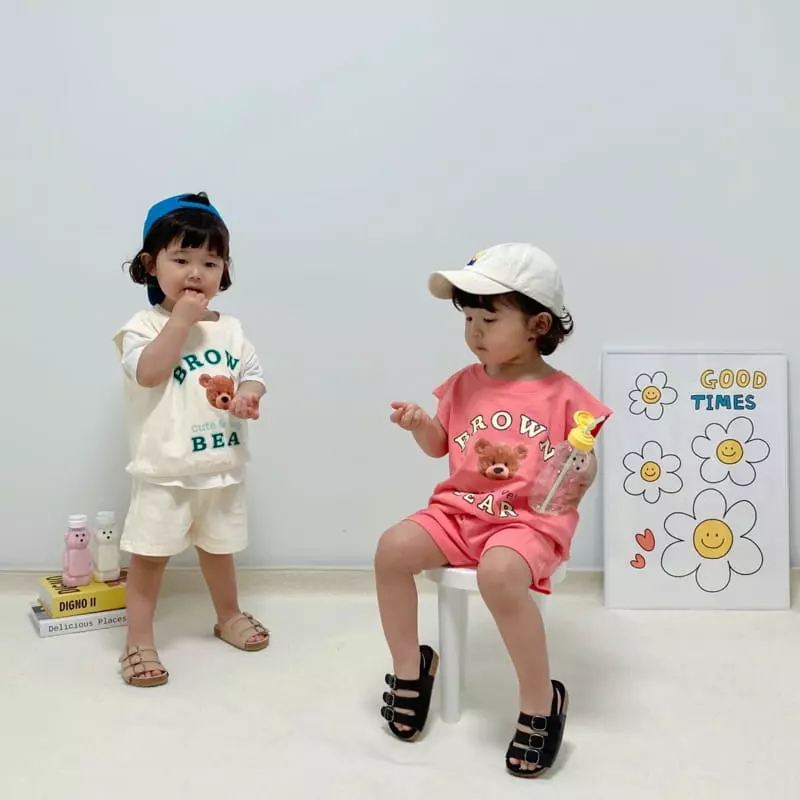 Little Rabbit - Korean Children Fashion - #fashionkids - Bear Top Bottom Set - 11