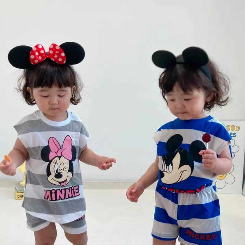 Little Rabbit - Korean Children Fashion - #kidsshorts - Big Stripes Top Bottom Set - 12