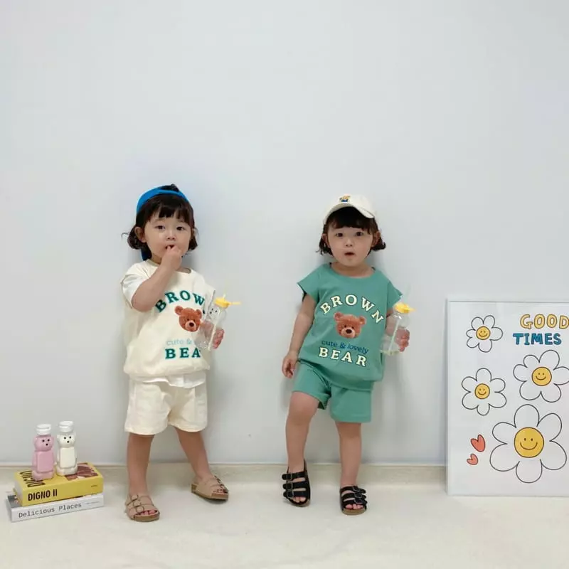 Little Rabbit - Korean Children Fashion - #littlefashionista - Bear Top Bottom Set - 2