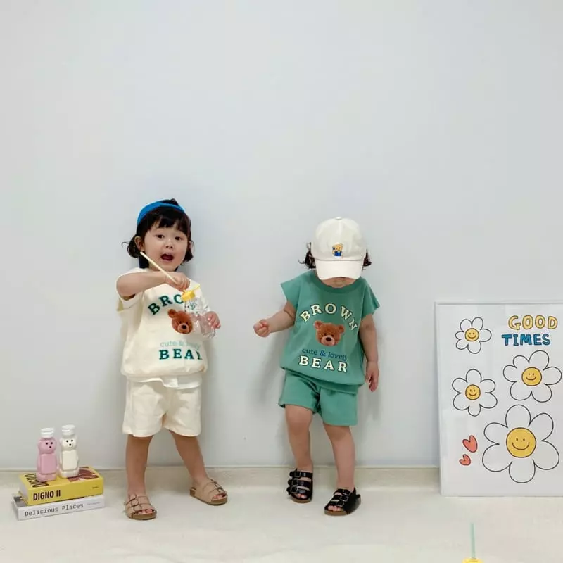 Little Rabbit - Korean Children Fashion - #magicofchildhood - Bear Top Bottom Set - 3