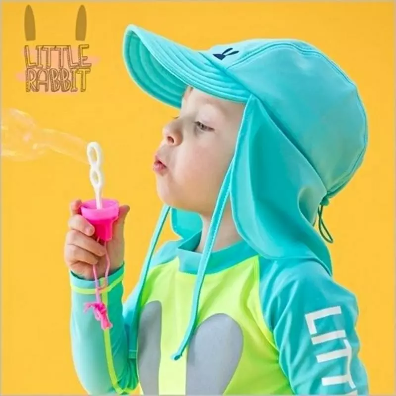 Little Rabbit - Korean Children Fashion - #littlefashionista - Little Rabbit Aqua Sun Block Hat - 4