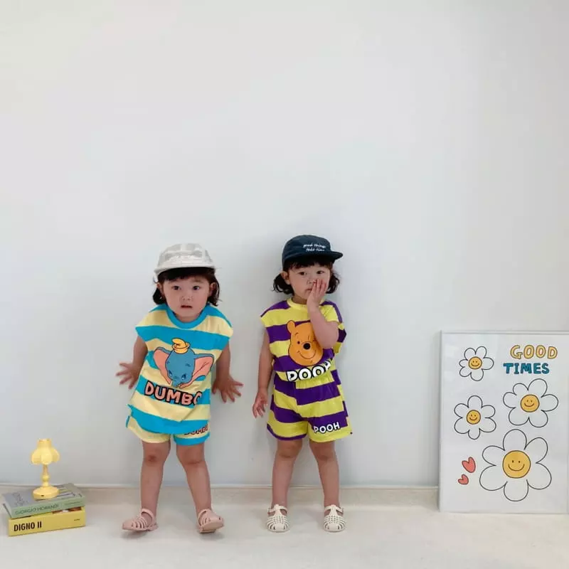 Little Rabbit - Korean Children Fashion - #minifashionista - Big Stripes Top Bottom Set - 2