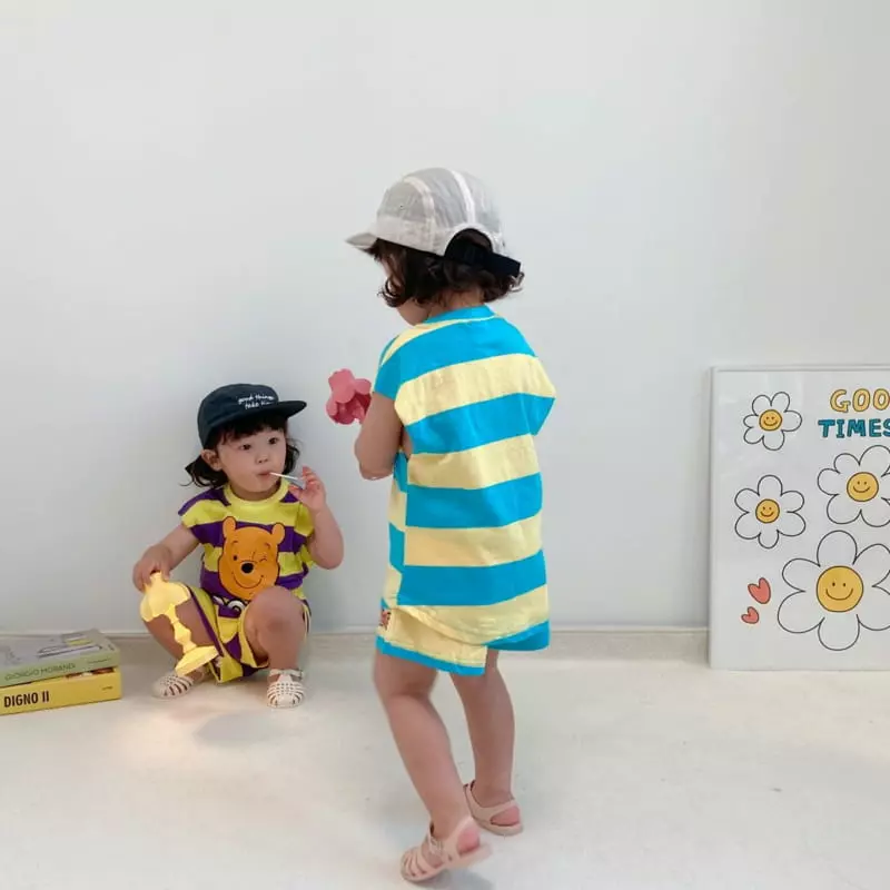 Little Rabbit - Korean Children Fashion - #prettylittlegirls - Big Stripes Top Bottom Set - 3
