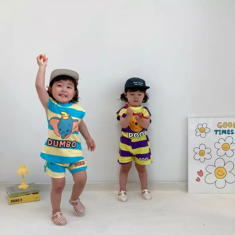 Little Rabbit - Korean Children Fashion - #prettylittlegirls - Big Stripes Top Bottom Set - 4