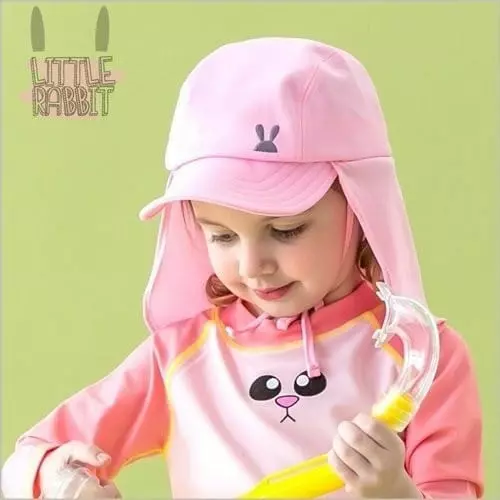 Little Rabbit - Korean Children Fashion - #todddlerfashion - Little Rabbit Aqua Sun Block Hat - 7