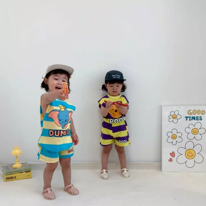 Little Rabbit - Korean Children Fashion - #toddlerclothing - Big Stripes Top Bottom Set - 5