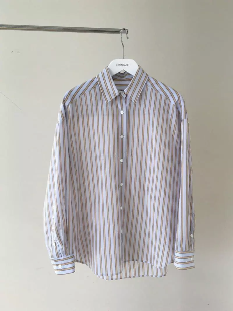 Loringrei - Korean Women Fashion - #womensfashion - Stripes Slower Shirt - 4