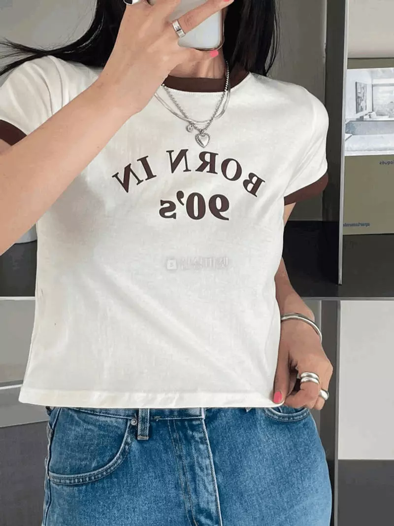 Lovemoment - Korean Women Fashion - #momslook - 90s Crop Tee - 3