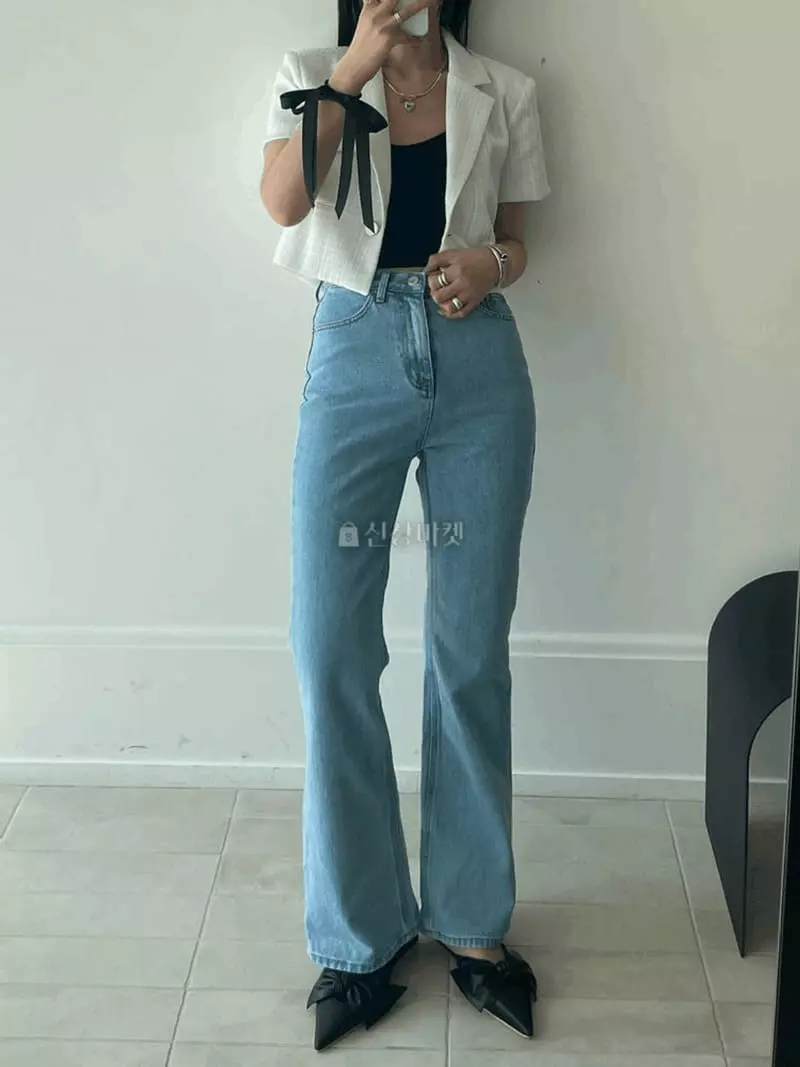 Lovemoment - Korean Women Fashion - #pursuepretty - Semi High Bootscut Jeans