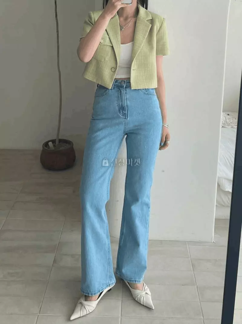 Lovemoment - Korean Women Fashion - #romanticstyle - Semi High Bootscut Jeans - 3