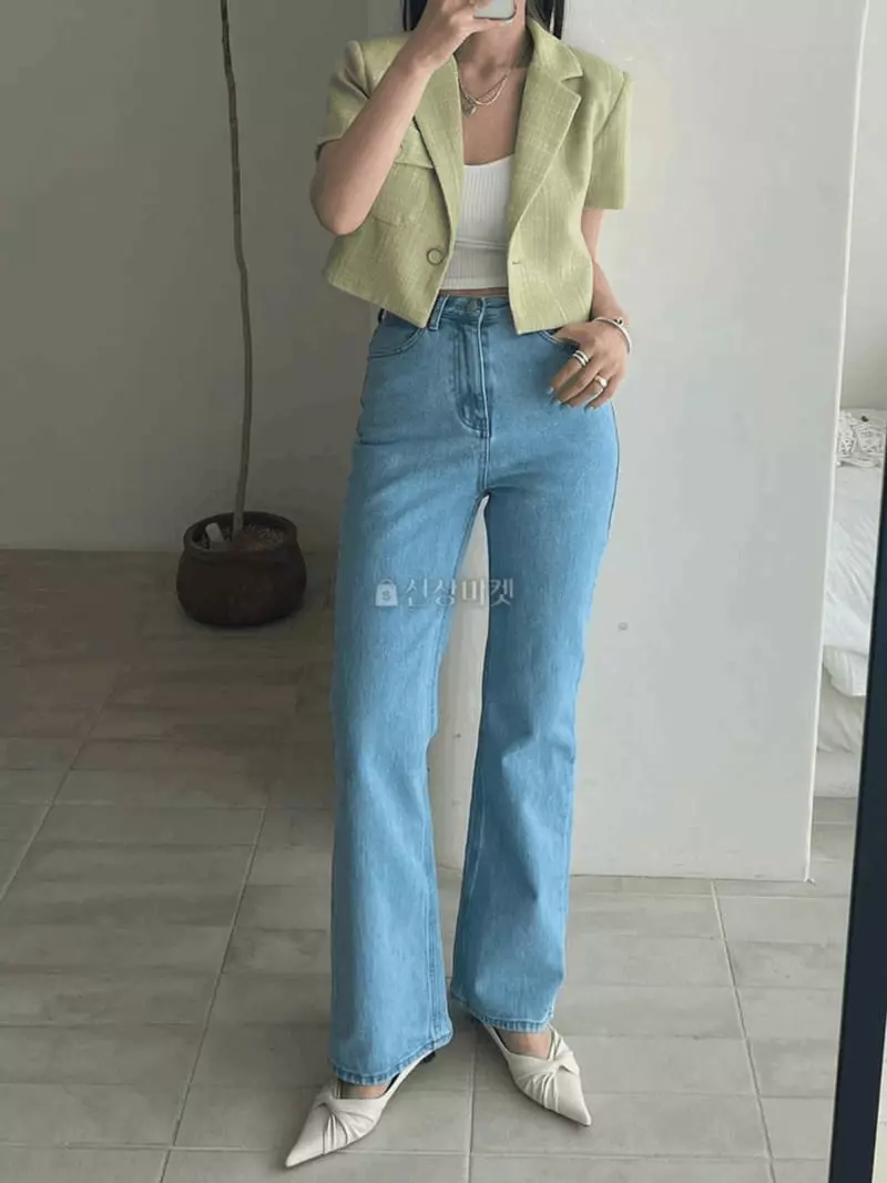 Lovemoment - Korean Women Fashion - #romanticstyle - Semi High Bootscut Jeans - 4