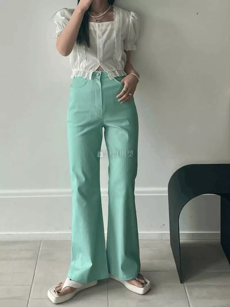 Lovemoment - Korean Women Fashion - #womensfashion - Pigment Bootscut Pants - 3