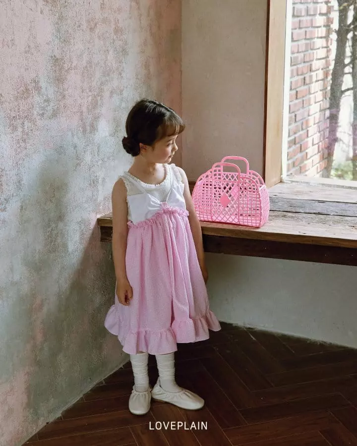 Loveplain - Korean Children Fashion - #childrensboutique - Ribbon Check One-piece