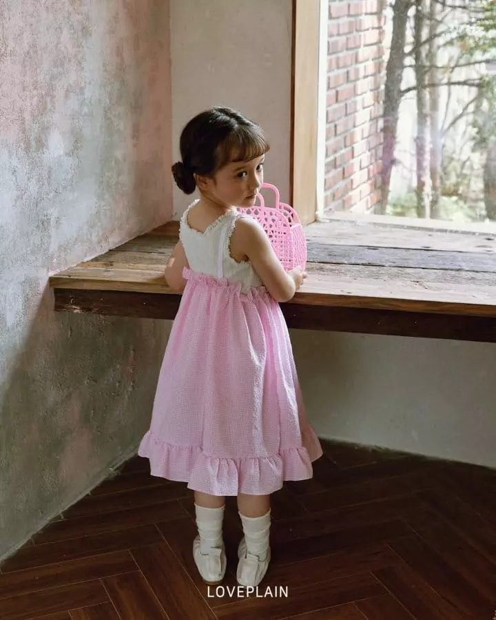 Loveplain - Korean Children Fashion - #discoveringself - Ribbon Check One-piece - 3