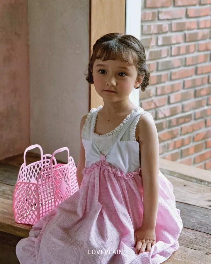 Loveplain - Korean Children Fashion - #discoveringself - Ribbon Check One-piece - 4
