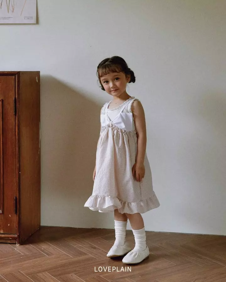 Loveplain - Korean Children Fashion - #kidsshorts - Ribbon Check One-piece - 5